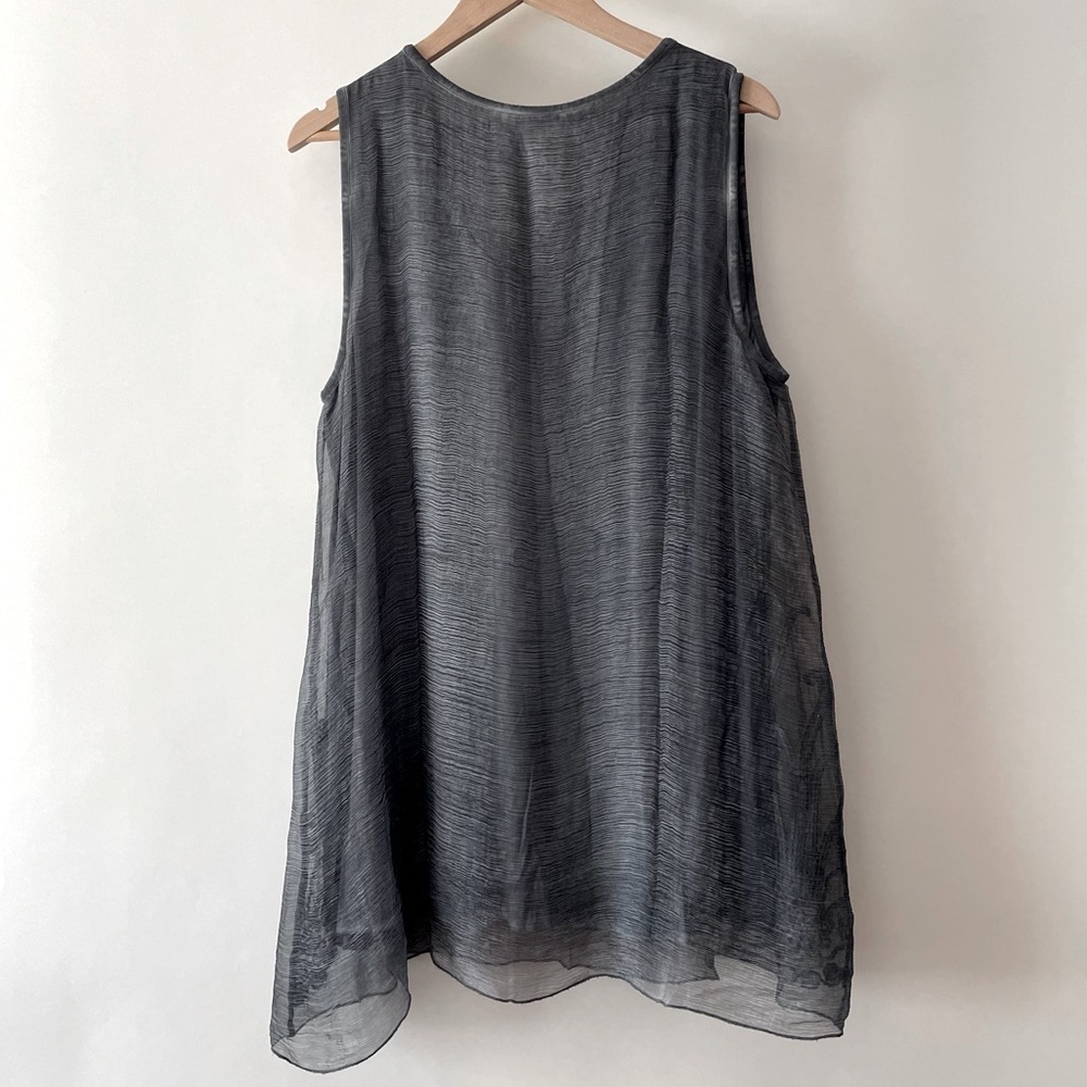 Soft Surroundings Grey 100% Silk Sleeveless Tunic Embroidered Sequins Size XL - Picture 12 of 13